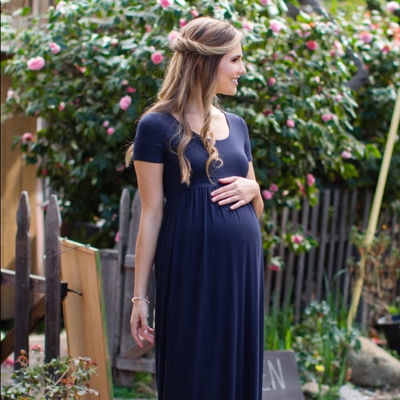 pink blush maternity baby shower dress